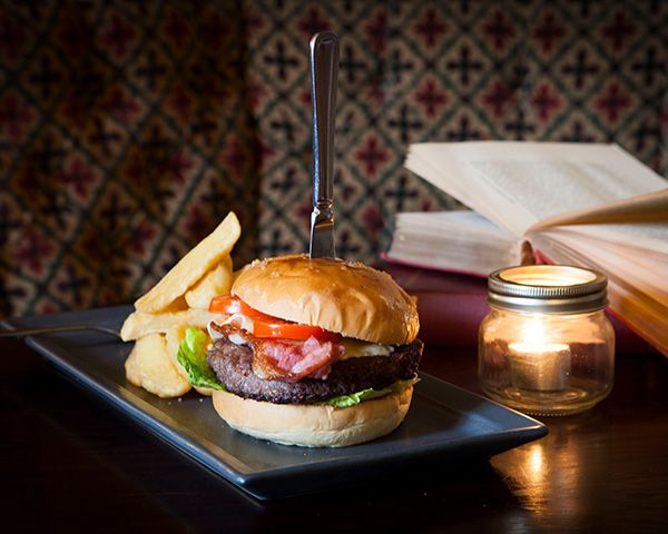 A great picture of one of the best burgers from our great pub menu near Wrexham